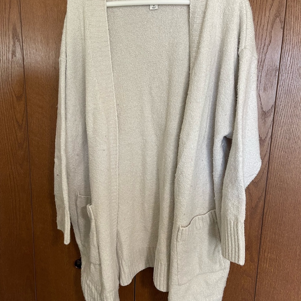 Ava & Viv Women's Cream Sweater Cardigan with pockets